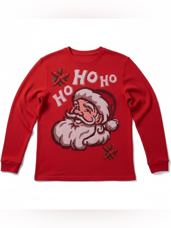 Dec 25Th Other - NWOT Dec 25th Size L Red Waffle Knit Long Sleeve Sweater Santa HoHoHo